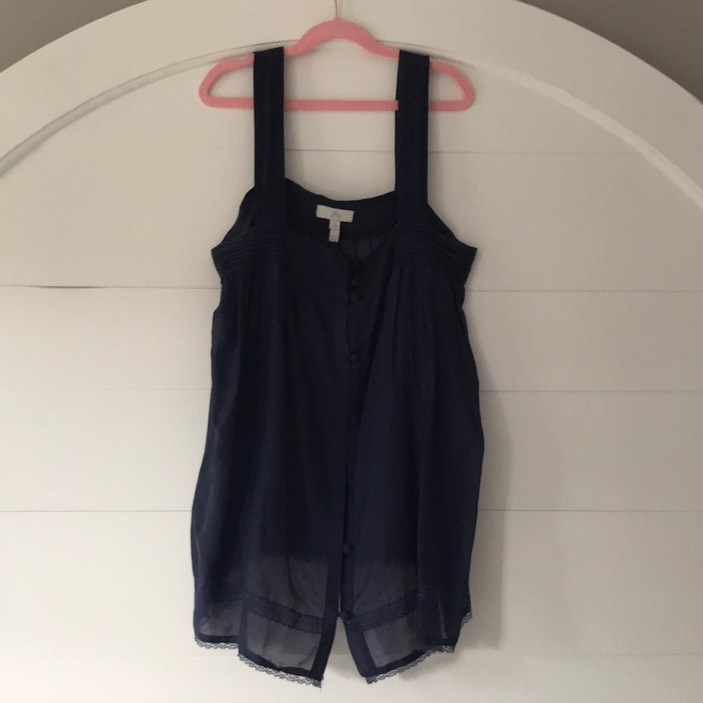Joie Navy Tank with Lace Detail